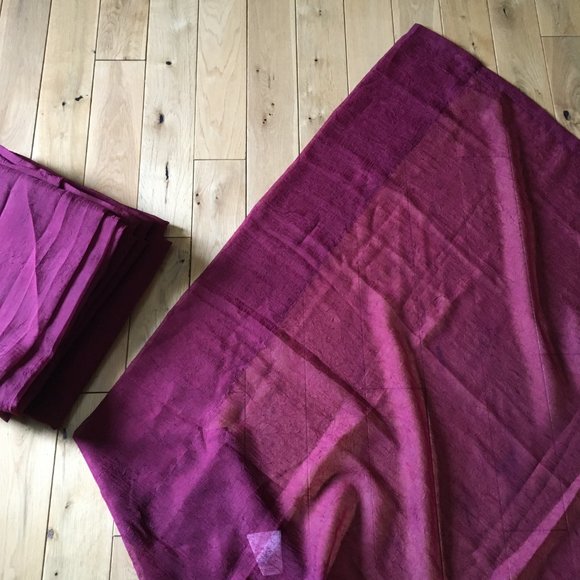 Six Shabby Chic Long Crushed Voile Curtain Panels - Picture 6 of 12